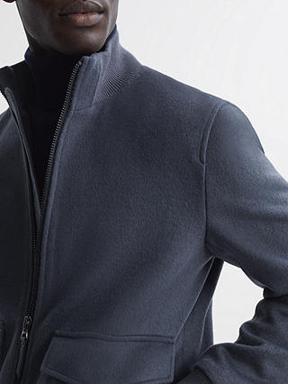 Reiss Shuffle Wool Blend Zip Through Jacket, Airforce Blue