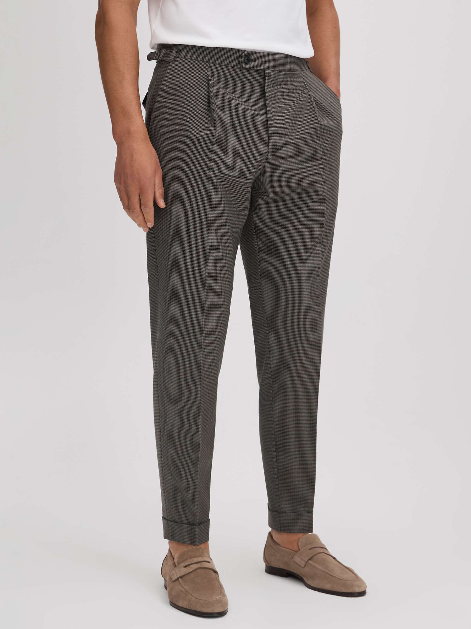 Buy Reiss Rumble Puppytooth Wool Blend Trousers, Brown/Black Online at johnlewis.com