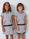 Armor Lux Kids' Stripe Hooded Sailor Dress, Blanc/Navire
