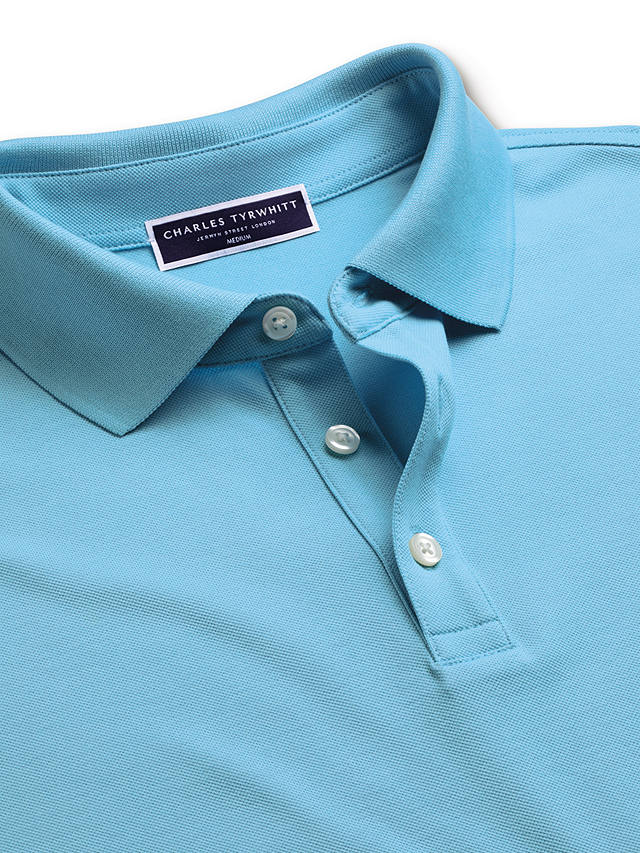 Charles Tyrwhitt Pique Cotton Polo Shirt, Aqua