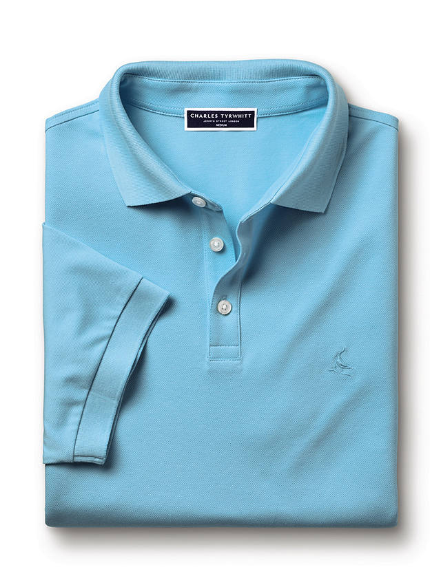 Charles Tyrwhitt Pique Cotton Polo Shirt, Aqua