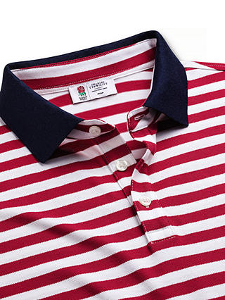 Charles Tyrwhitt England Rugby Stripe Pique Polo Shirt, Red/White