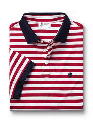 Charles Tyrwhitt England Rugby Stripe Pique Polo Shirt, Red/White