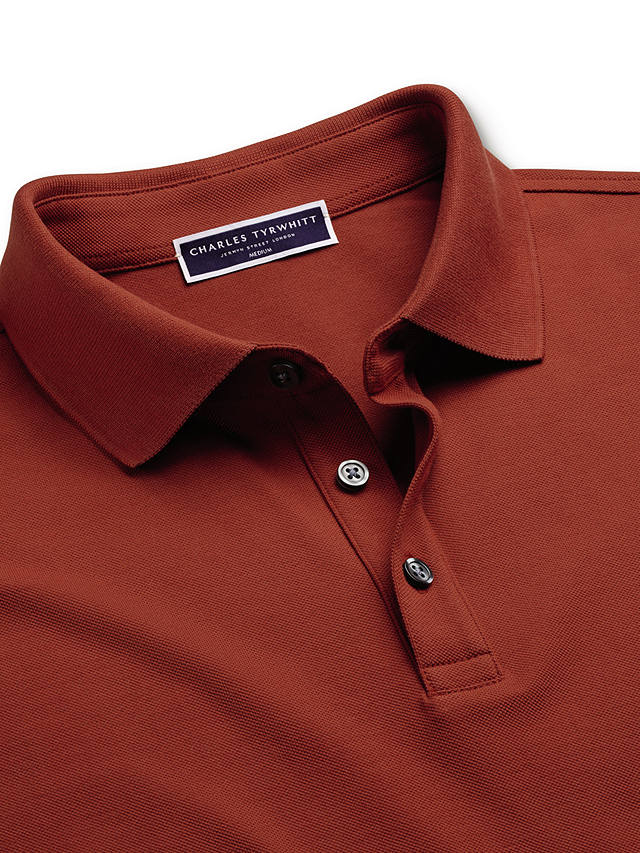 Charles Tyrwhitt Pique Cotton Polo Shirt, Burnt Orange