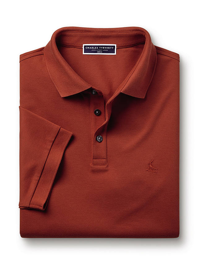 Charles Tyrwhitt Pique Cotton Polo Shirt, Burnt Orange