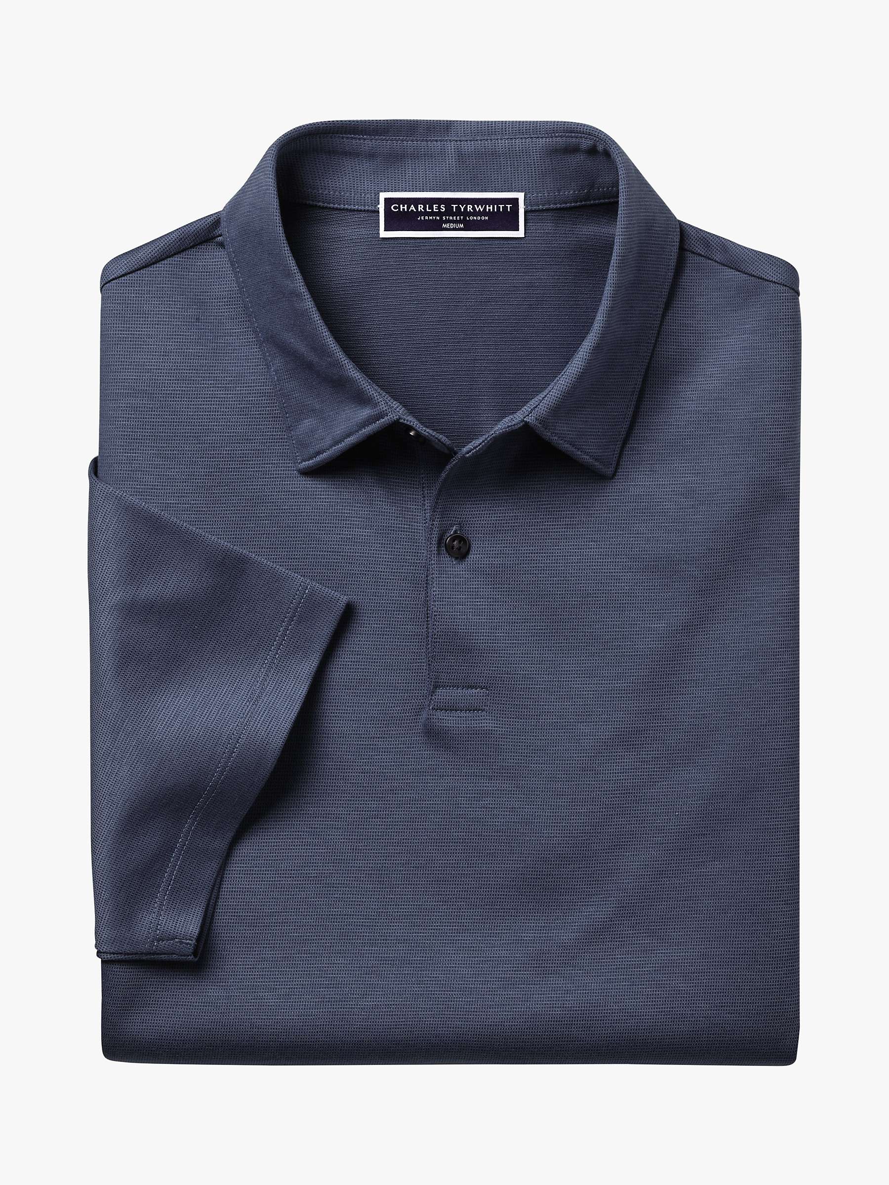Buy Charles Tyrwhitt Cotton Blend Cool Polo Shirt, Steel Blue Online at johnlewis.com