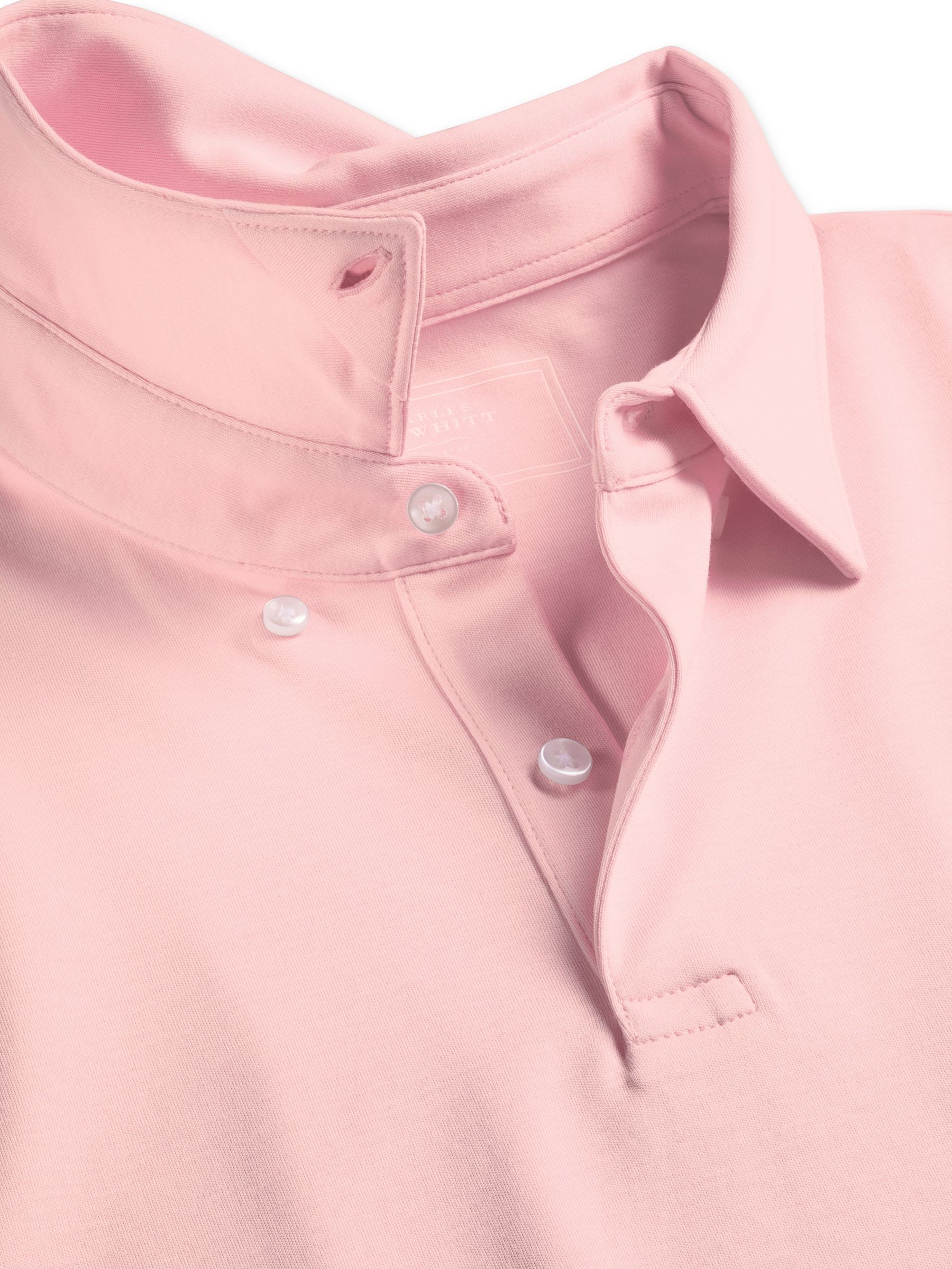 Charles Tyrwhitt Short Sleeve Jersey Polo Shirt, Light Pink, XS