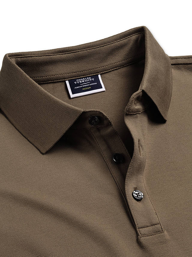 Charles Tyrwhitt Long Sleeve Pique Polo Shirt, Camel