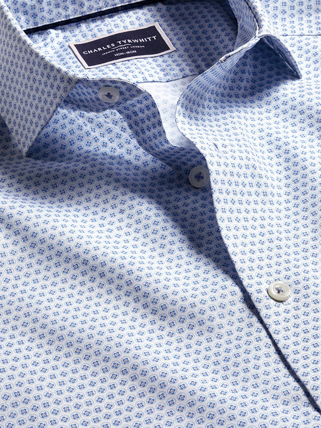 Charles Tyrwhitt Floral Geometric Print Non-Iron Slim Fit Shirt, Cobalt