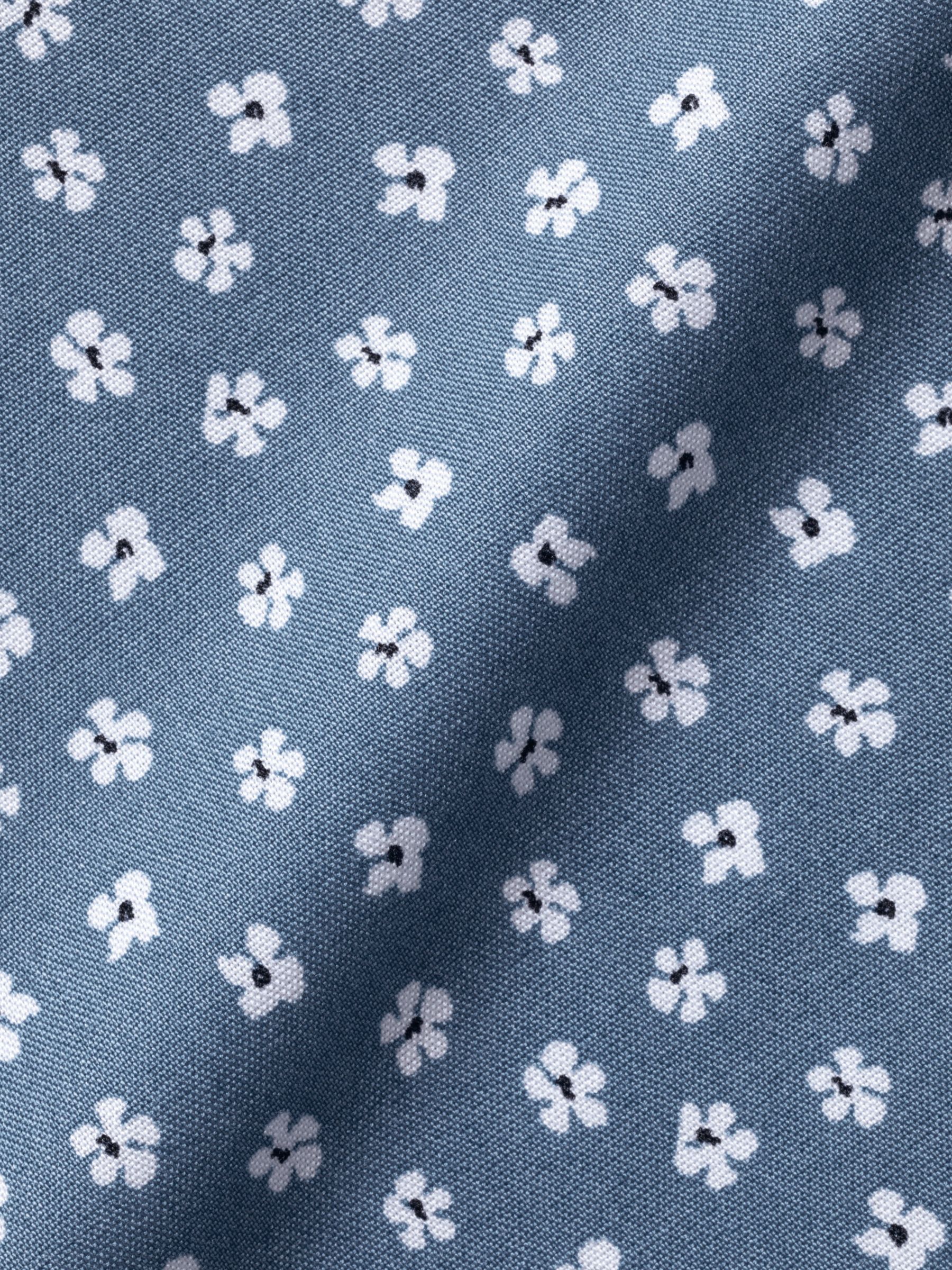 Charles Tyrwhitt Floral Print Non-Iron Slim Fit Shirt, Mid Blue/White, L