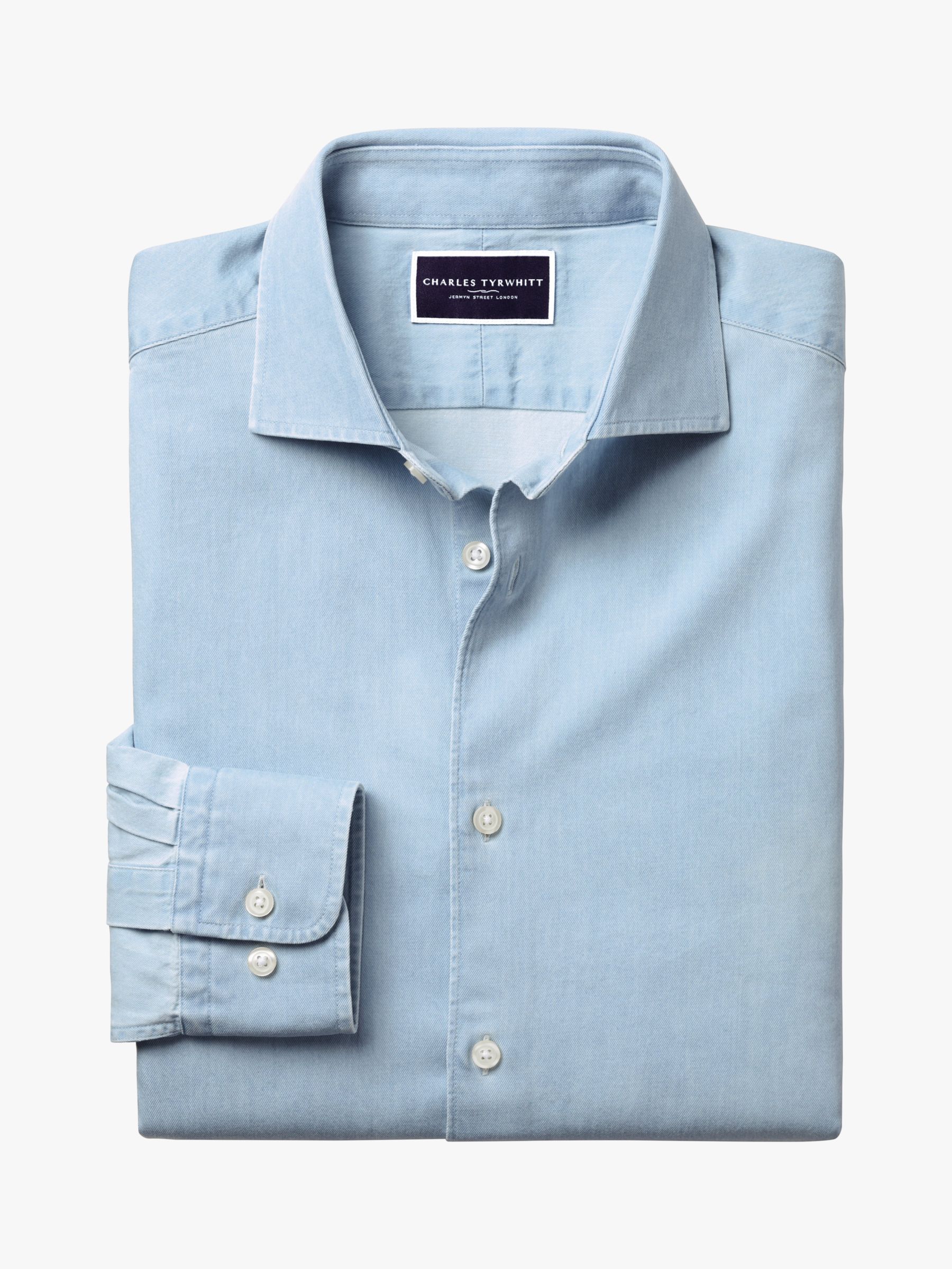 Charles Tyrwhitt Slim Fit Denim Shirt, Light Blue at John Lewis & Partners
