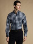 Charles Tyrwhitt Non-Iron Stretch Poplin Check Slim Fit Shirt, Blue