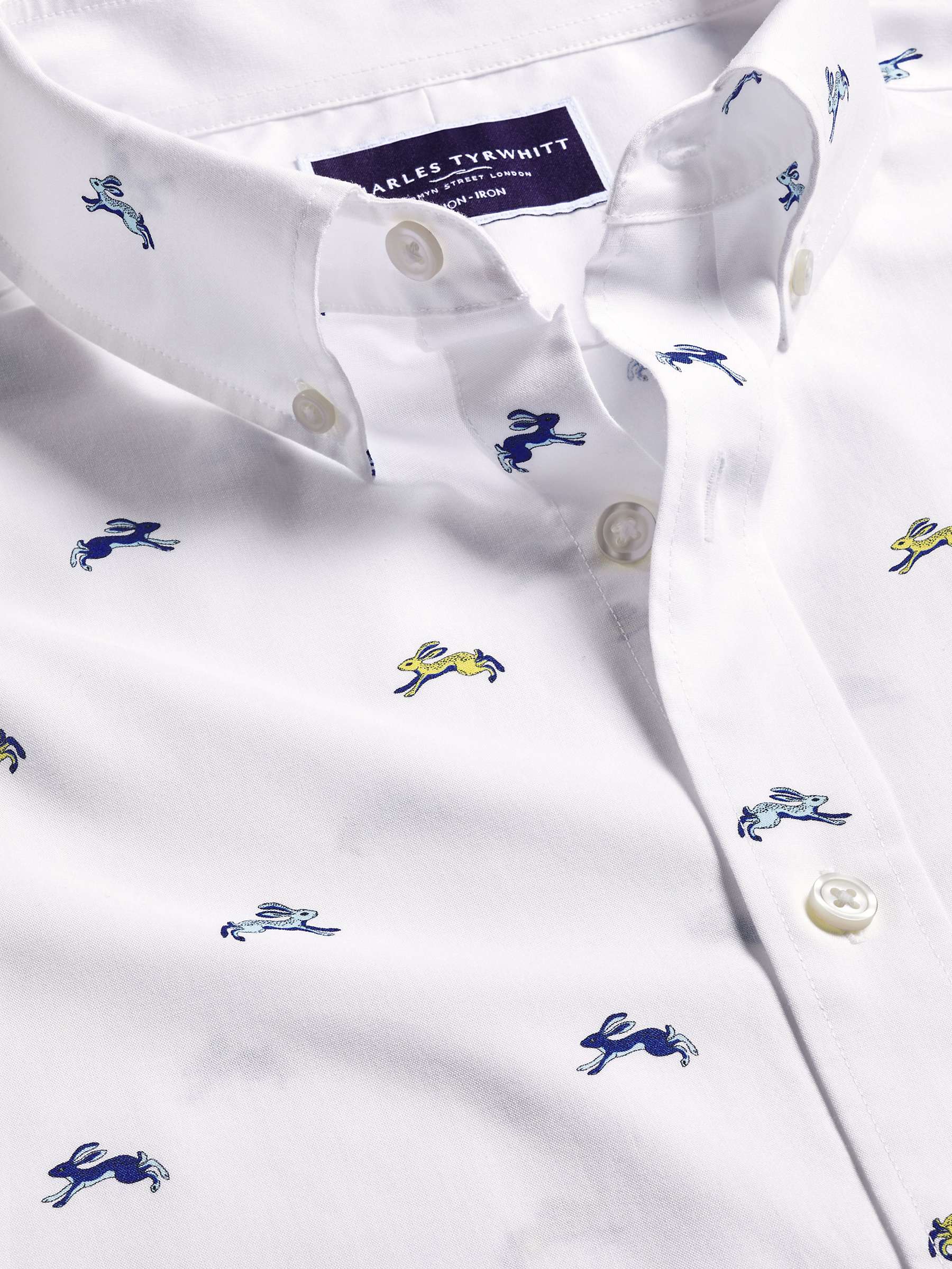 Buy Charles Tyrwhitt Hare Print Non-Iron Slim Fit Shirt, White/Multi Online at johnlewis.com