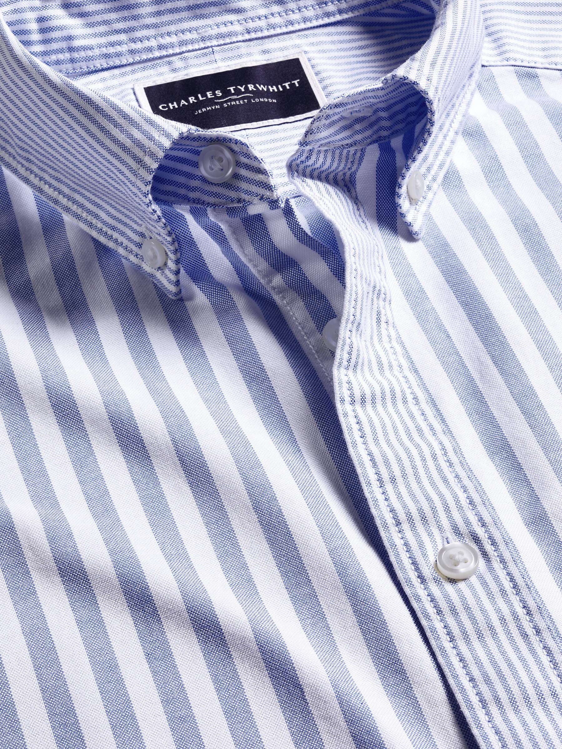Buy Charles Tyrwhitt Slim Fit Strip Patchwork Stretch Oxford Shirt, Ocean Blue Online at johnlewis.com
