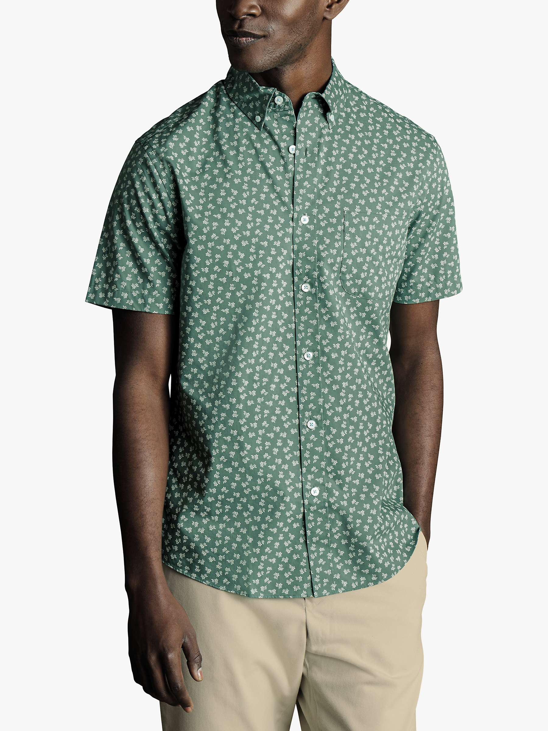Buy Charles Tyrwhitt Slim Fit Floral Print Non-Iron Stretch Shirt, Teal/Multi Online at johnlewis.com