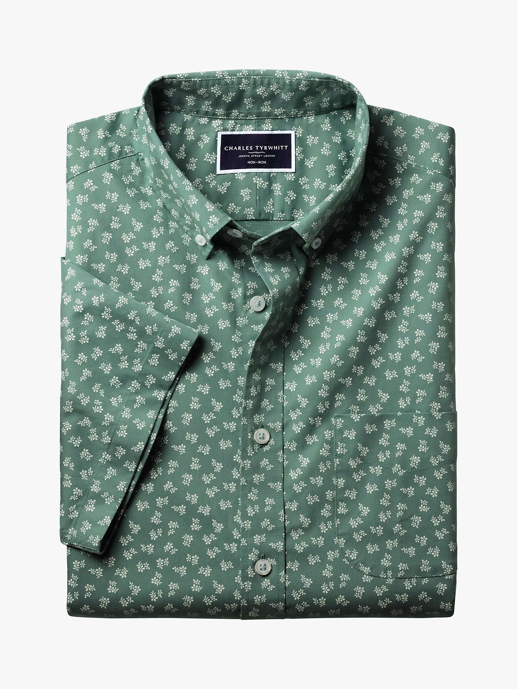 Buy Charles Tyrwhitt Slim Fit Floral Print Non-Iron Stretch Shirt, Teal/Multi Online at johnlewis.com
