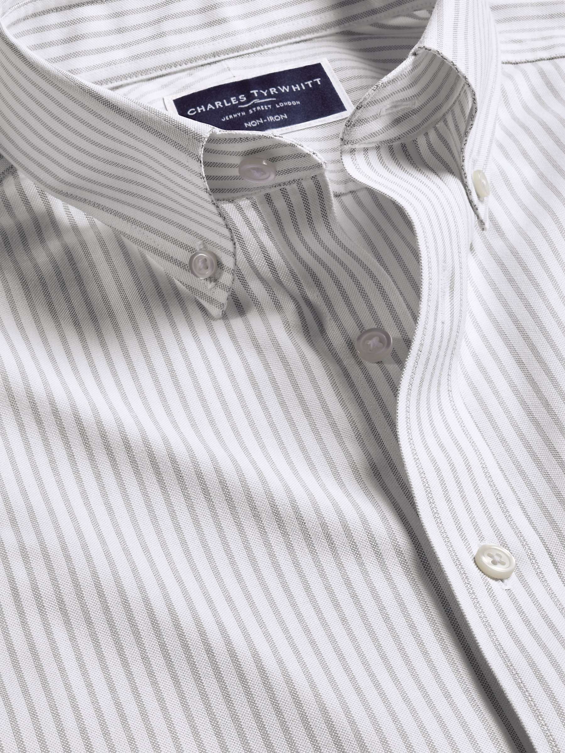 Buy Charles Tyrwhitt Non-Iron Stretch Stripe Oxford Shirt, Silver Grey Online at johnlewis.com