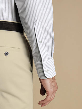 Charles Tyrwhitt Non-Iron Stretch Stripe Oxford Shirt, Silver Grey
