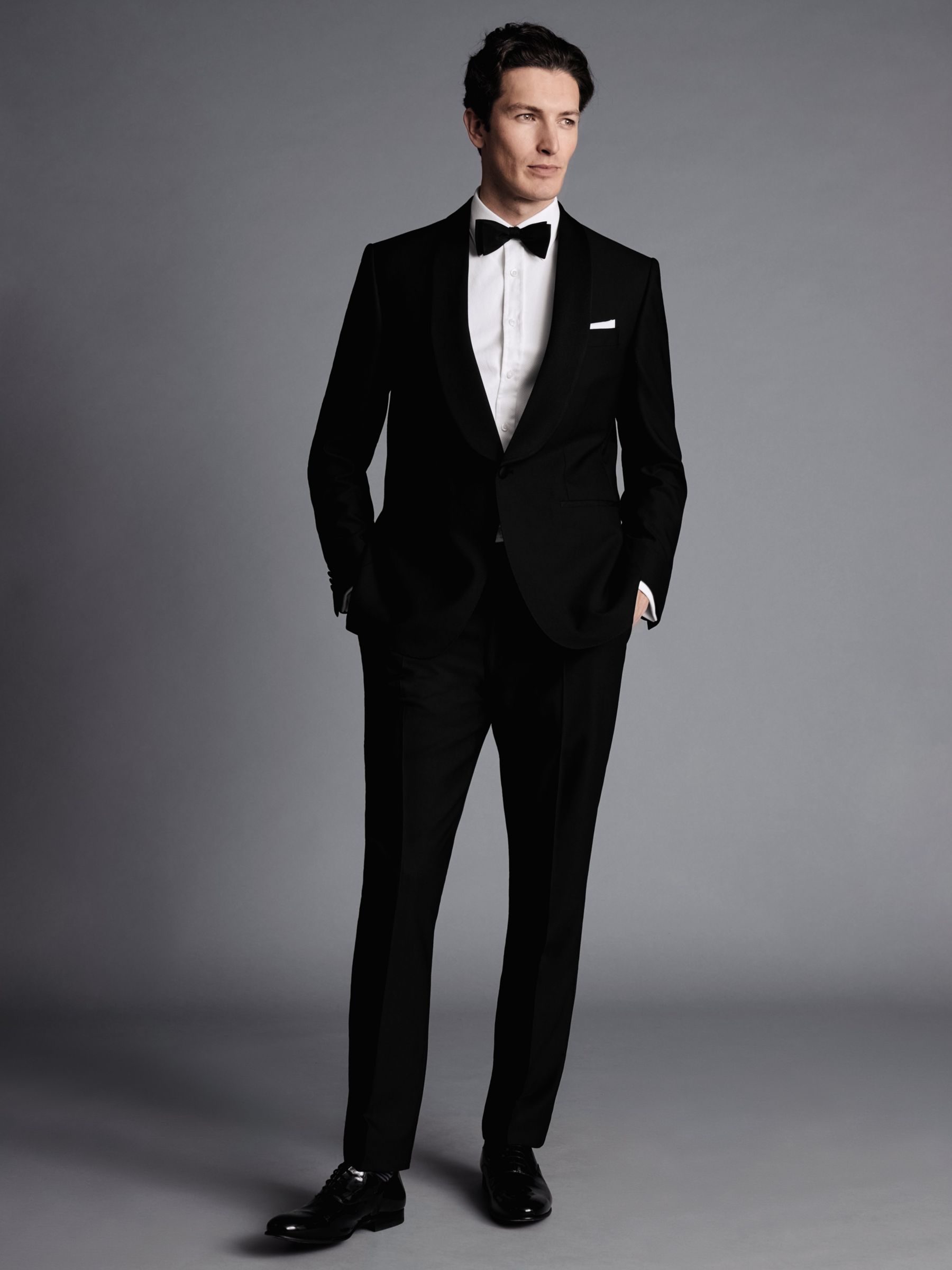 Charles Tyrwhitt Merino Wool Slim Fit Shawl Lapel Dinner Suit Jacket, Black, 44R