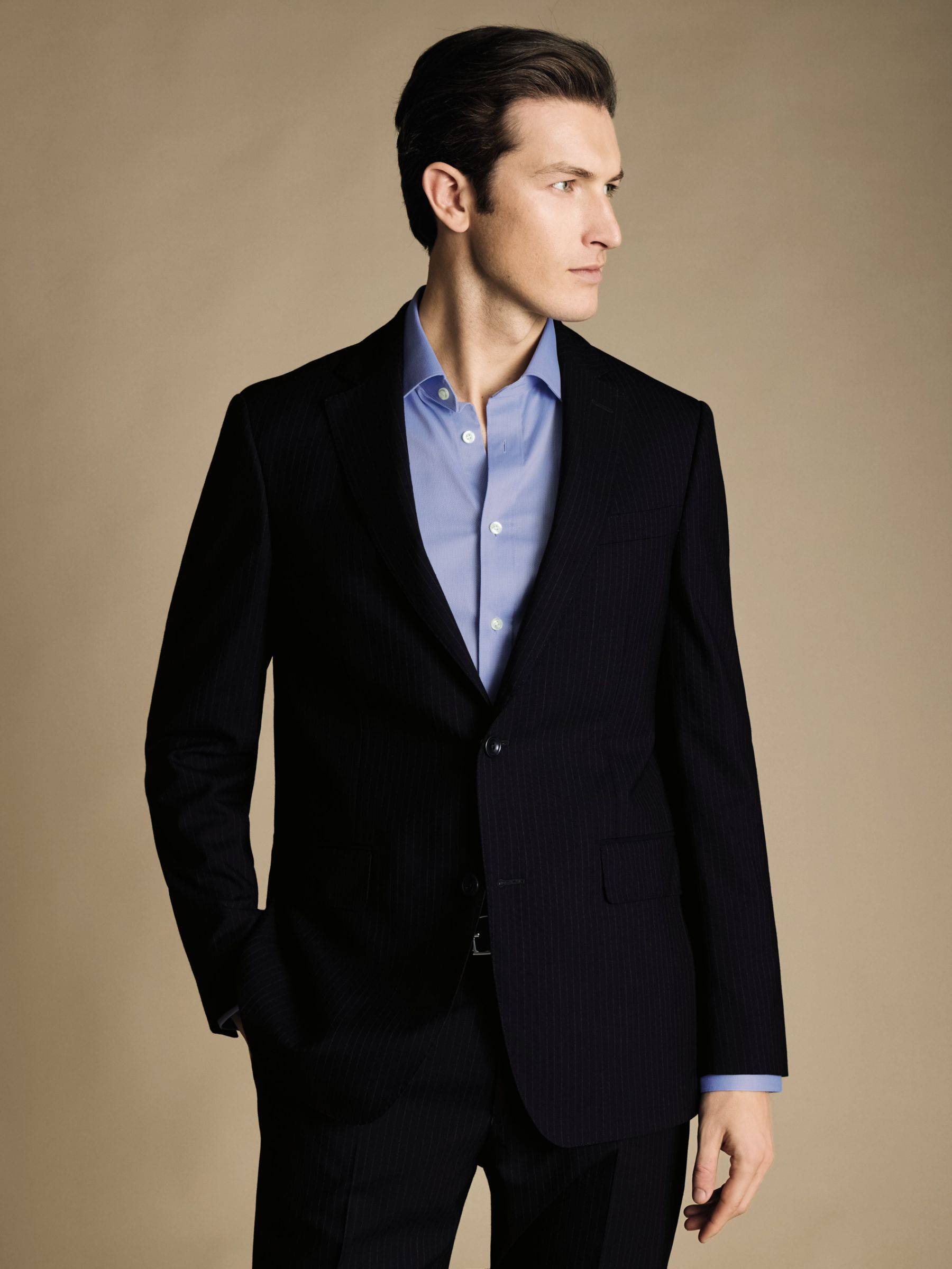 Buy Charles Tyrwhitt Slim Fit Ultimate Performance Stripe Suit Jacket, Dark Navy Online at johnlewis.com