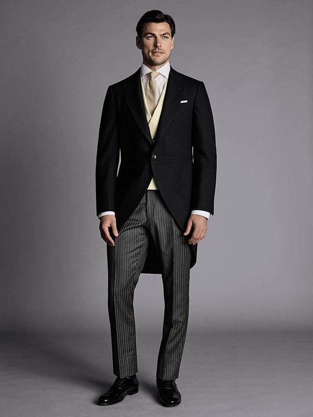 Charles Tyrwhitt Herringbone Slim Fit Morning Suit Tailcoat, Black