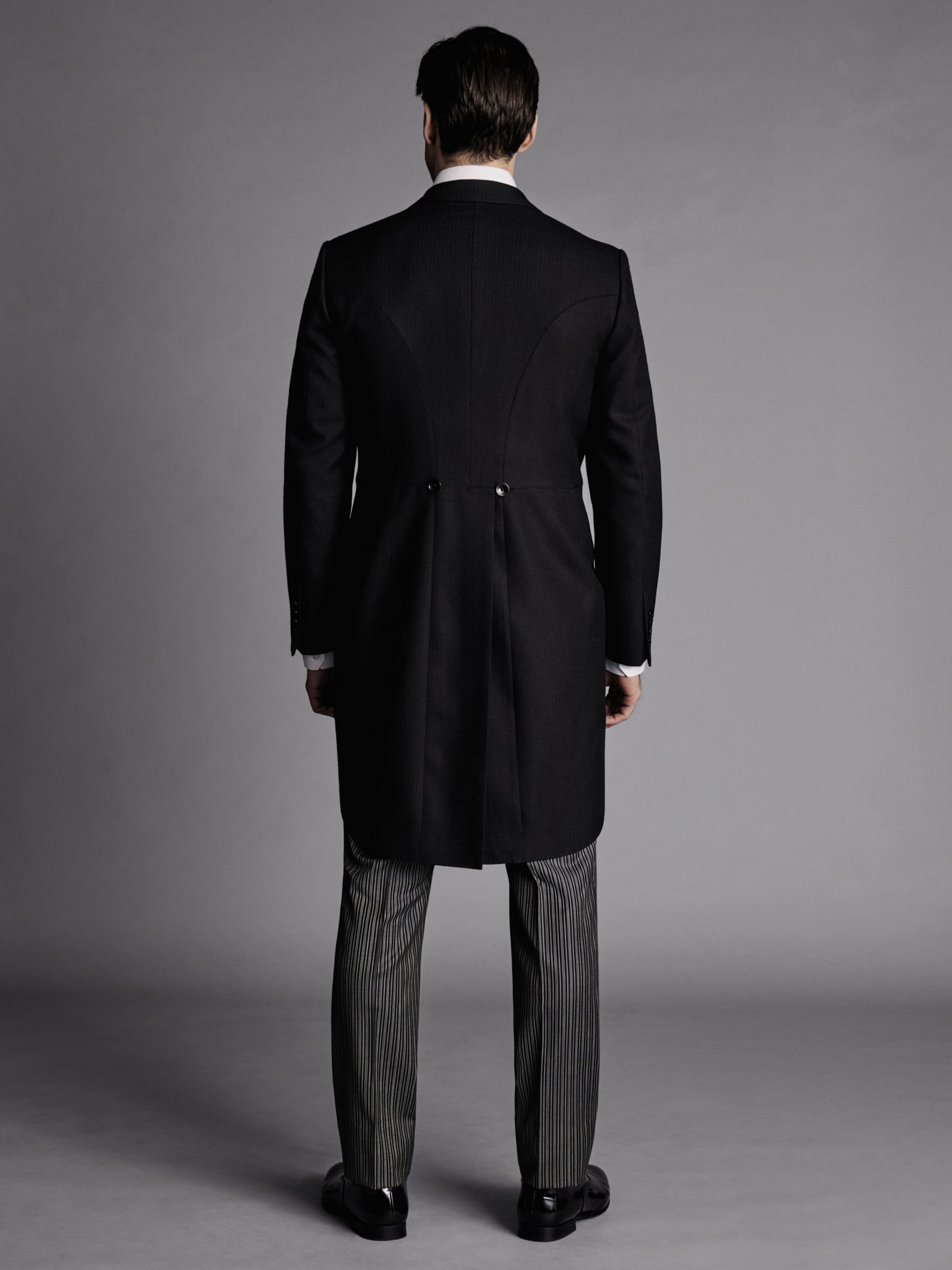 Charles Tyrwhitt Herringbone Slim Fit Morning Suit Tailcoat, Black, 36R