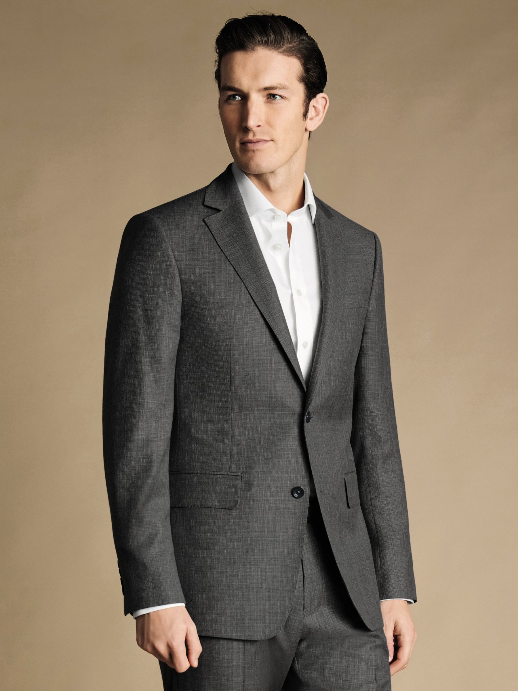 Charles Tyrwhitt Slim Fit Italian Luxury Suit Jacket, Grey at John ...