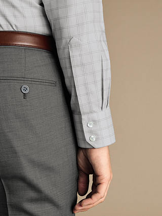Charles Tyrwhitt Non-Iron Mayfair Weave Checked Shirt, Silver Grey