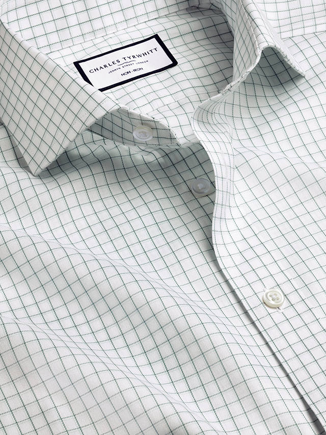 Charles Tyrwhitt Key Check Non-Iron Twill Shirt, Atlantic Green