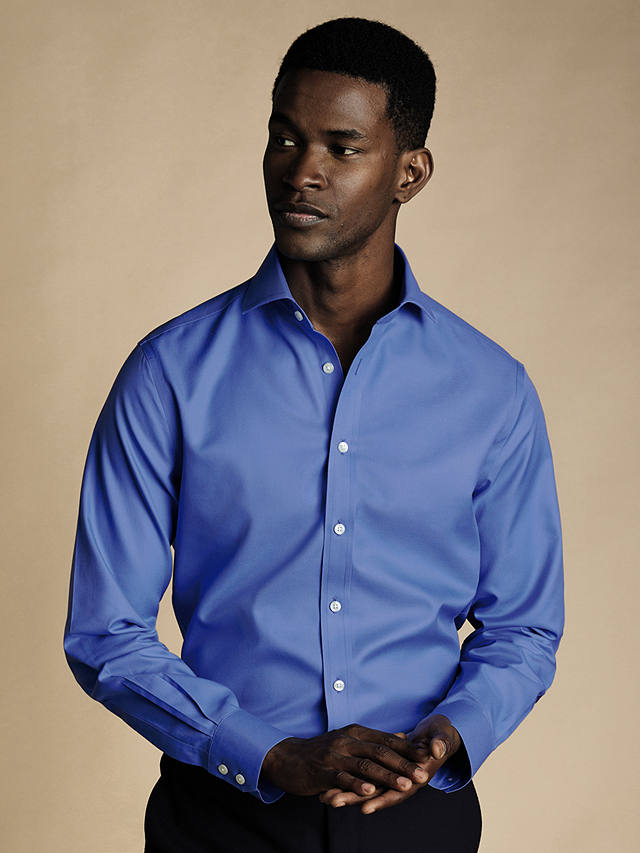 Charles Tyrwhitt Non-Iron Twill Shirt, Ocean Blue
