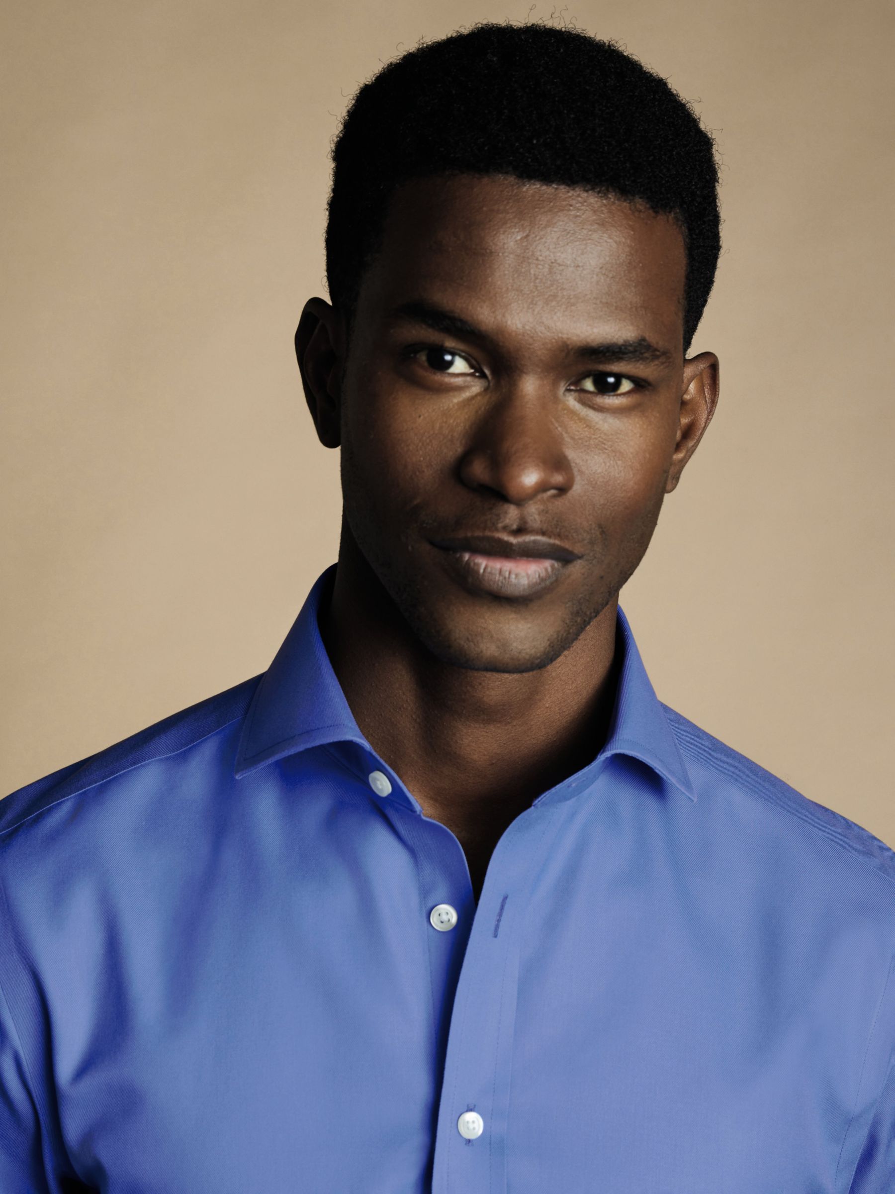Charles Tyrwhitt Non-Iron Twill Shirt, Ocean Blue at John Lewis & Partners