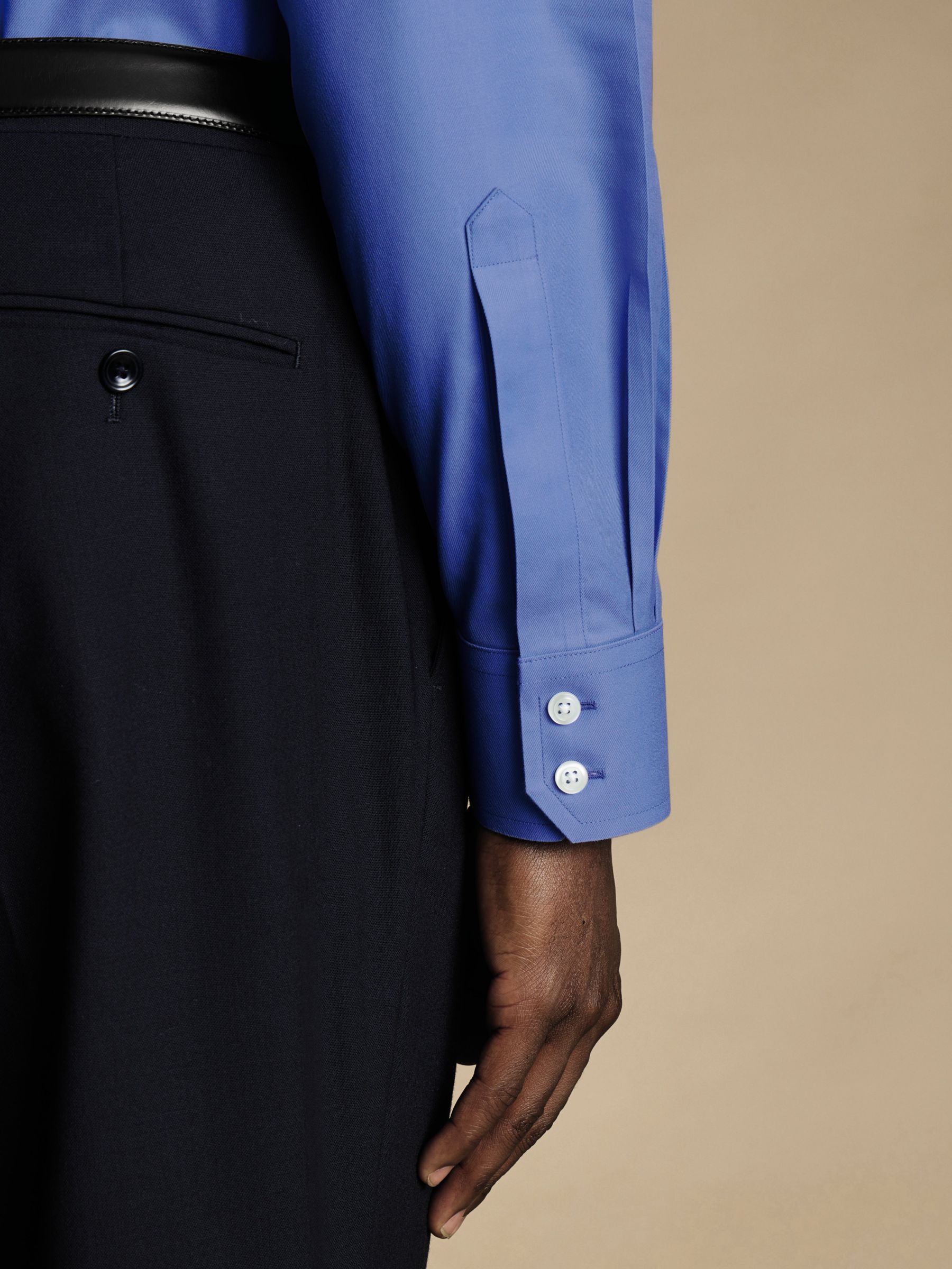 Charles Tyrwhitt Non-Iron Twill Shirt, Ocean Blue, 14.5