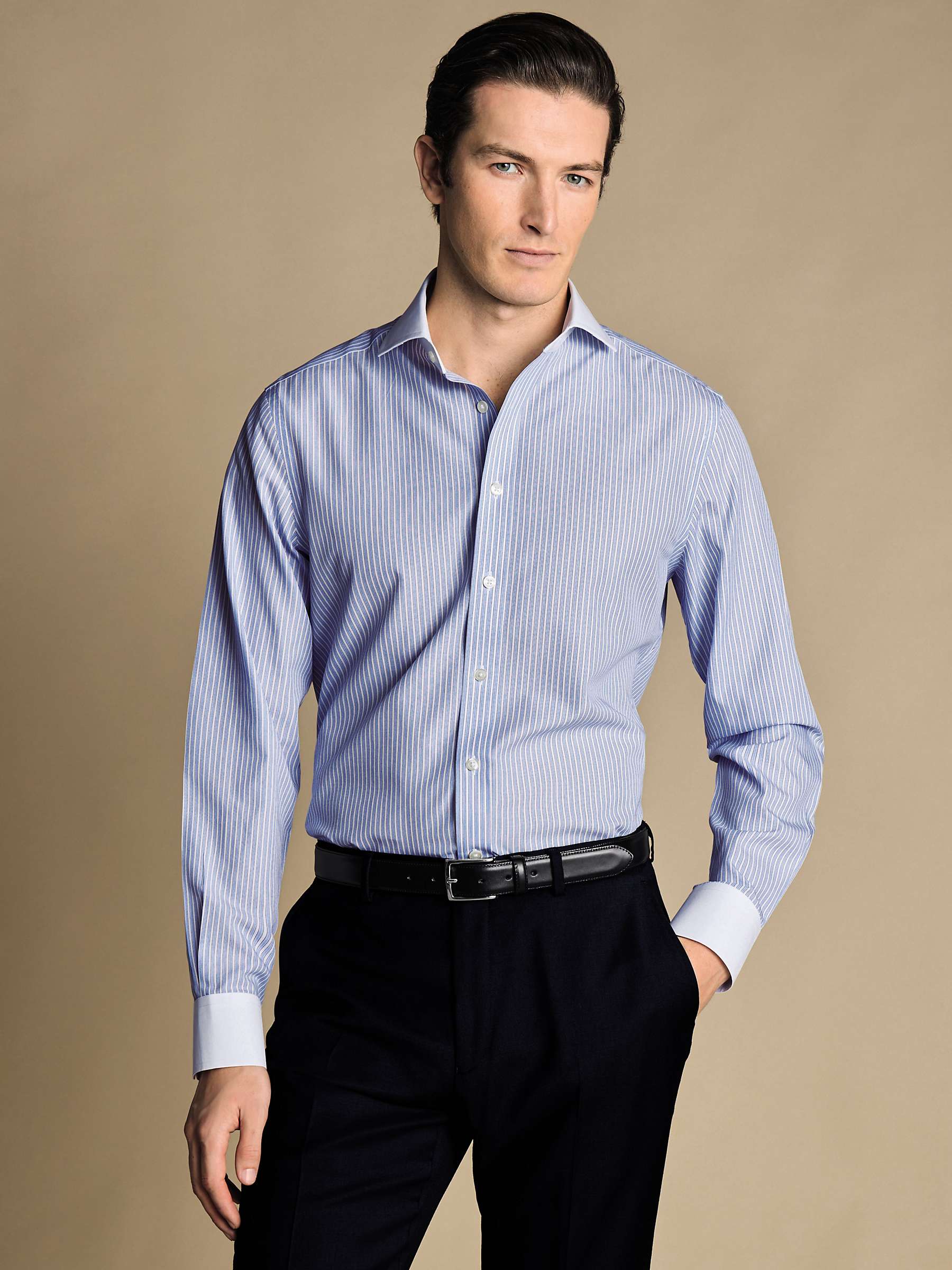 Buy Charles Tyrwhitt Winchesters Striped Non-Iron Shirt, Cornflower Blue Online at johnlewis.com