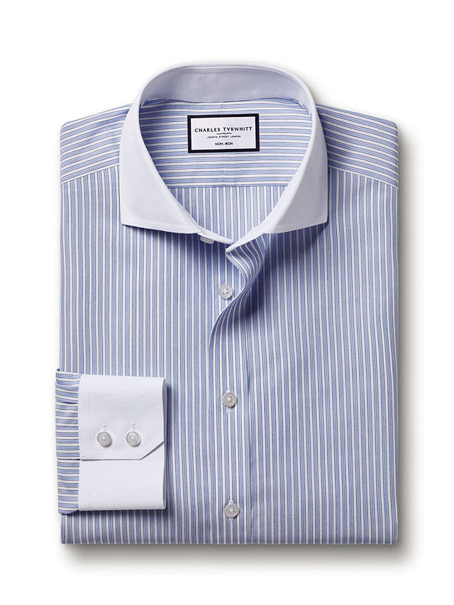 Charles Tyrwhitt Winchesters Striped Non-Iron Shirt, Cornflower Blue