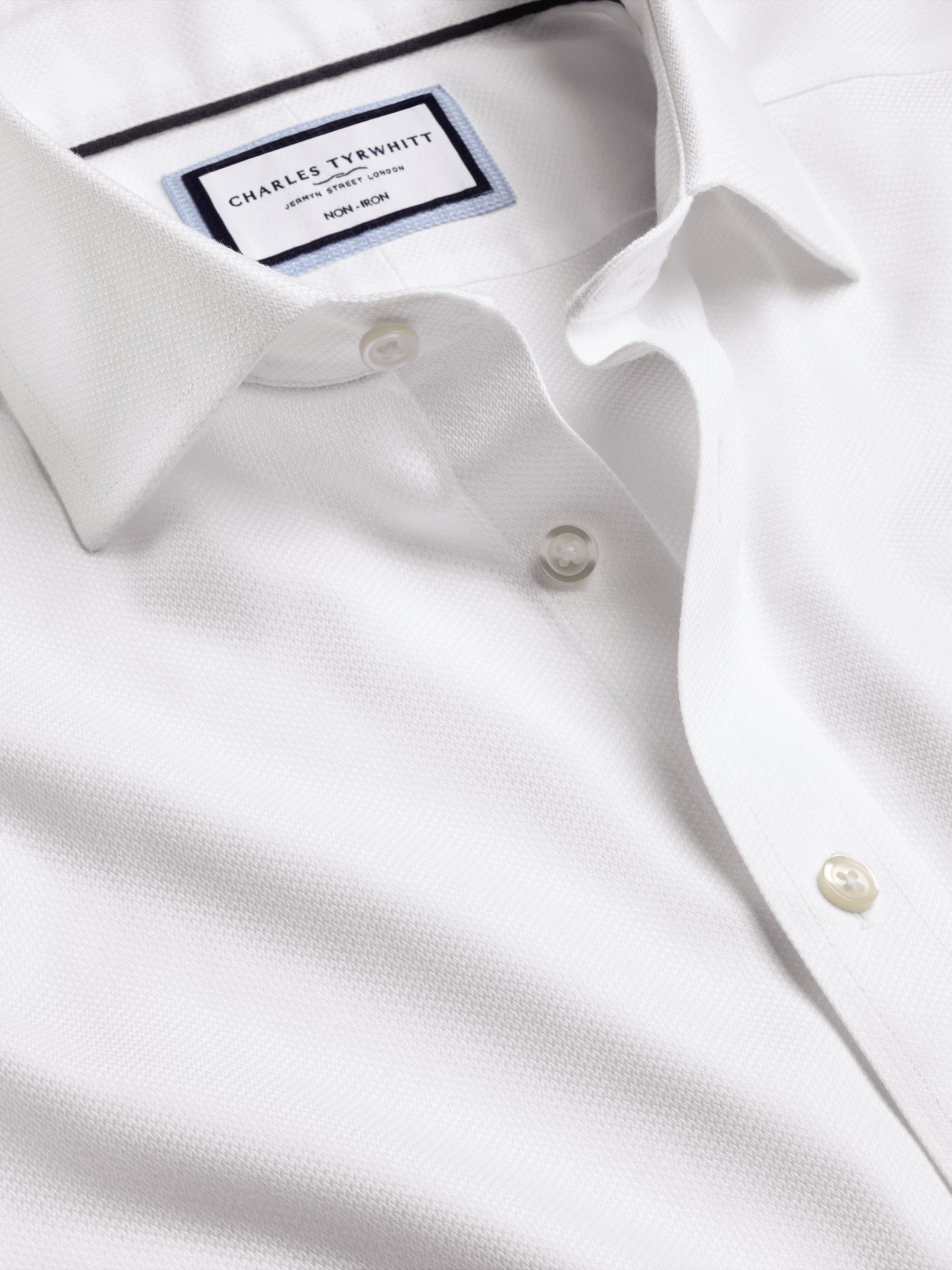 Charles Tyrwhitt Non-Iron Mayfair Textured Dobby Weave Shirt, White, 14.5