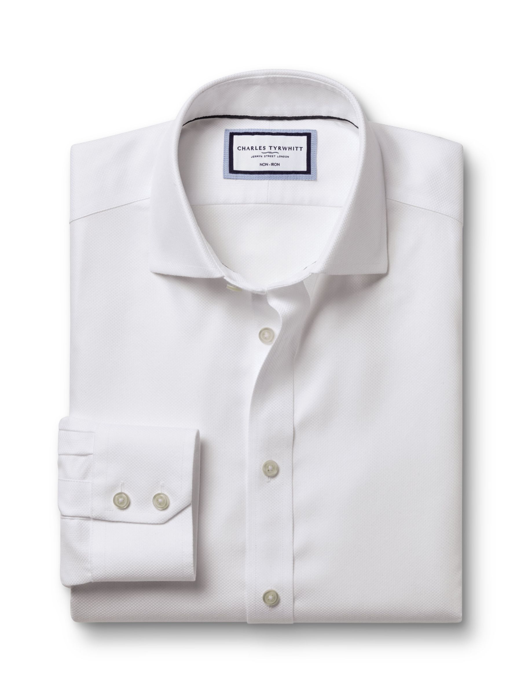 Charles Tyrwhitt Non-Iron Mayfair Textured Dobby Weave Shirt, White, 14.5