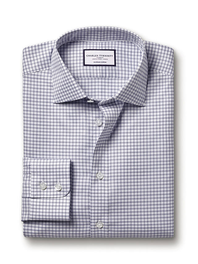 Charles Tyrwhitt Cotton Twill Gingham Shirt, Royal Blue