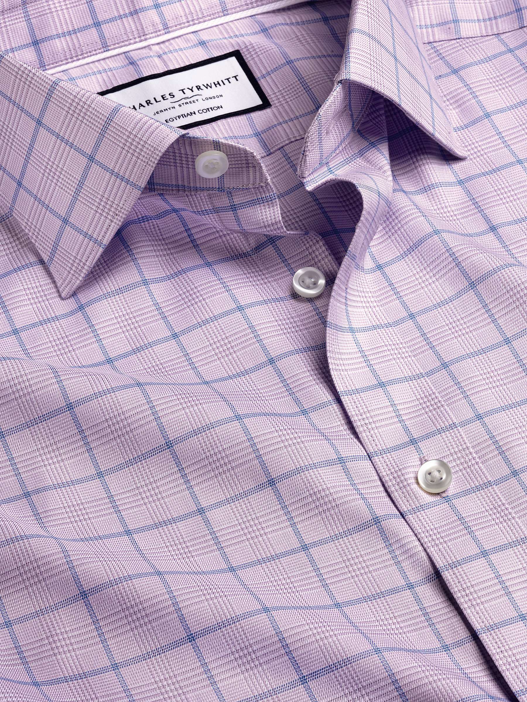 Buy Charles Tyrwhitt Cotton Twill Check Shirt, Lilac Online at johnlewis.com