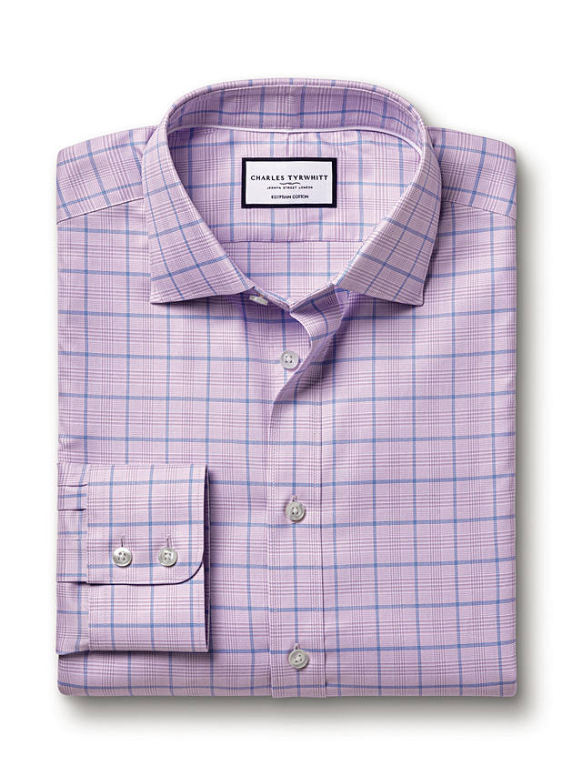 Charles Tyrwhitt Cotton Twill Check Shirt, Lilac