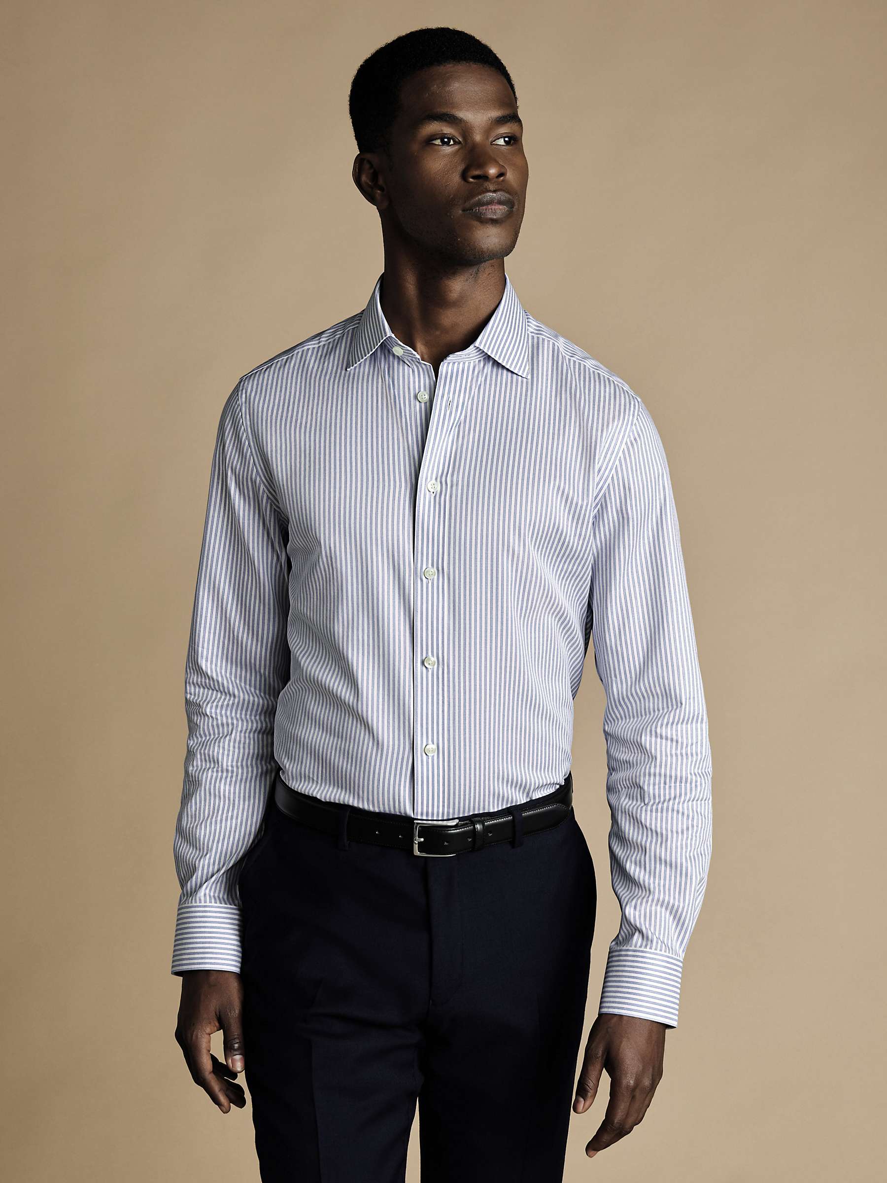 Buy Charles Tyrwhitt Stripe Cotton Twill Shirt, Sky Blue Online at johnlewis.com