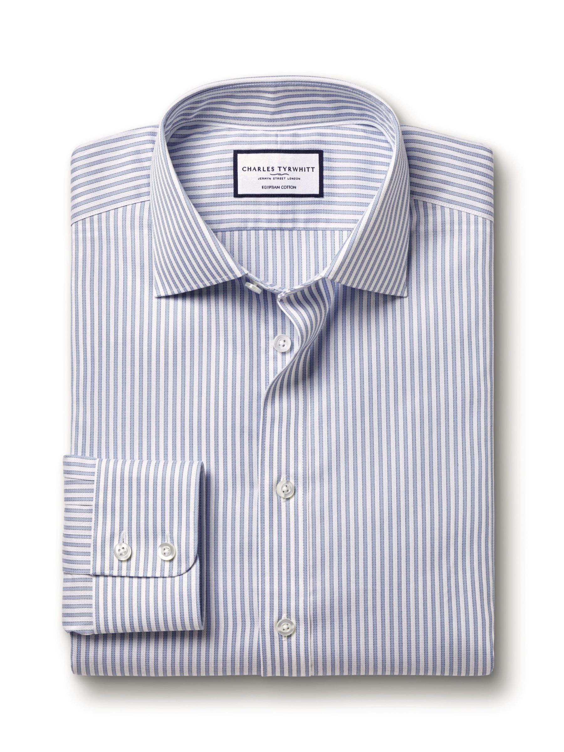 Charles Tyrwhitt Stripe Cotton Twill Shirt, Sky Blue, 14.5 33