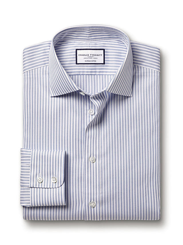 Charles Tyrwhitt Stripe Cotton Twill Shirt, Sky Blue