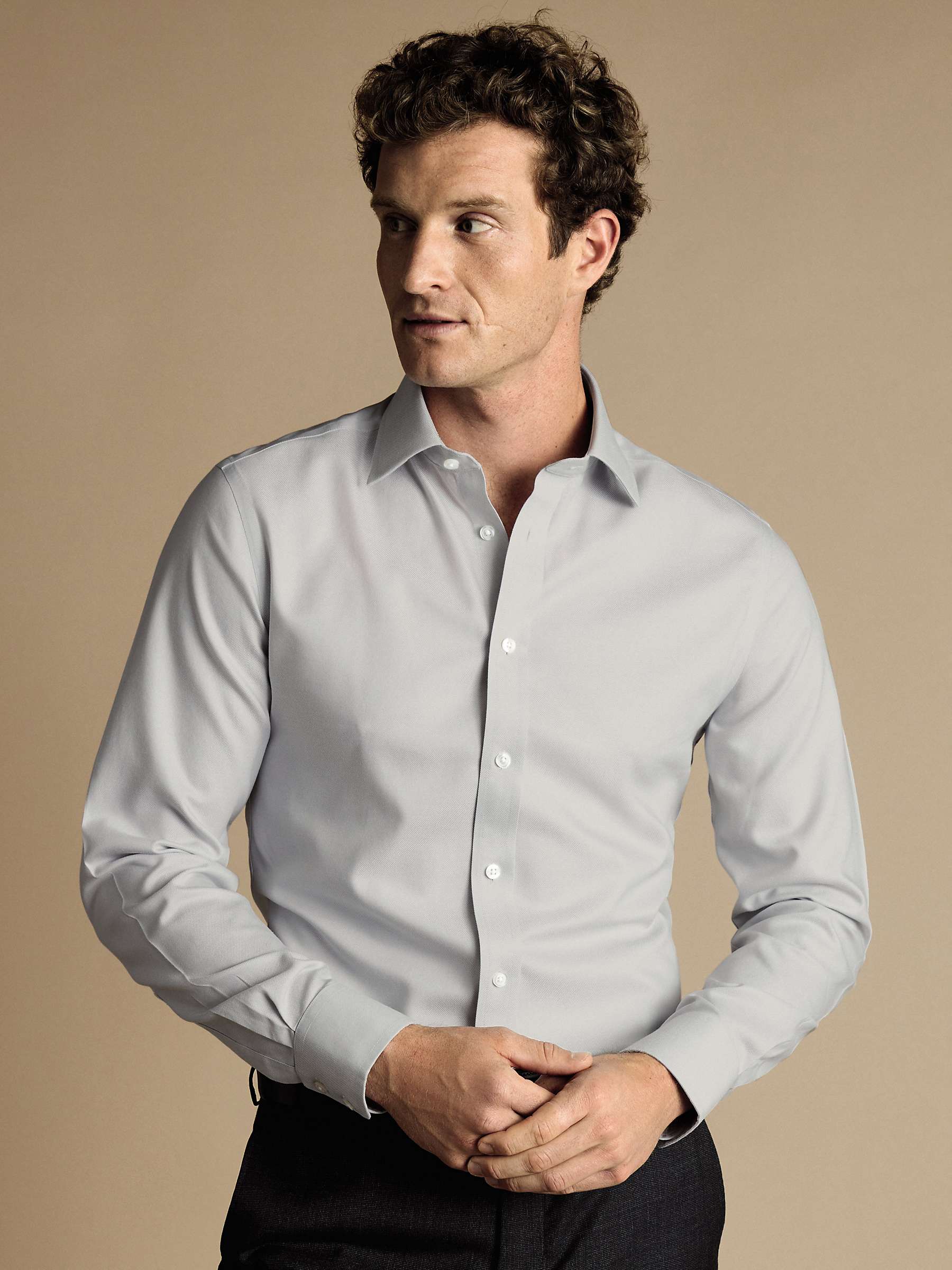 Buy Charles Tyrwhitt Non-Iron Royal Oxford Shirt, Silver Grey Online at johnlewis.com