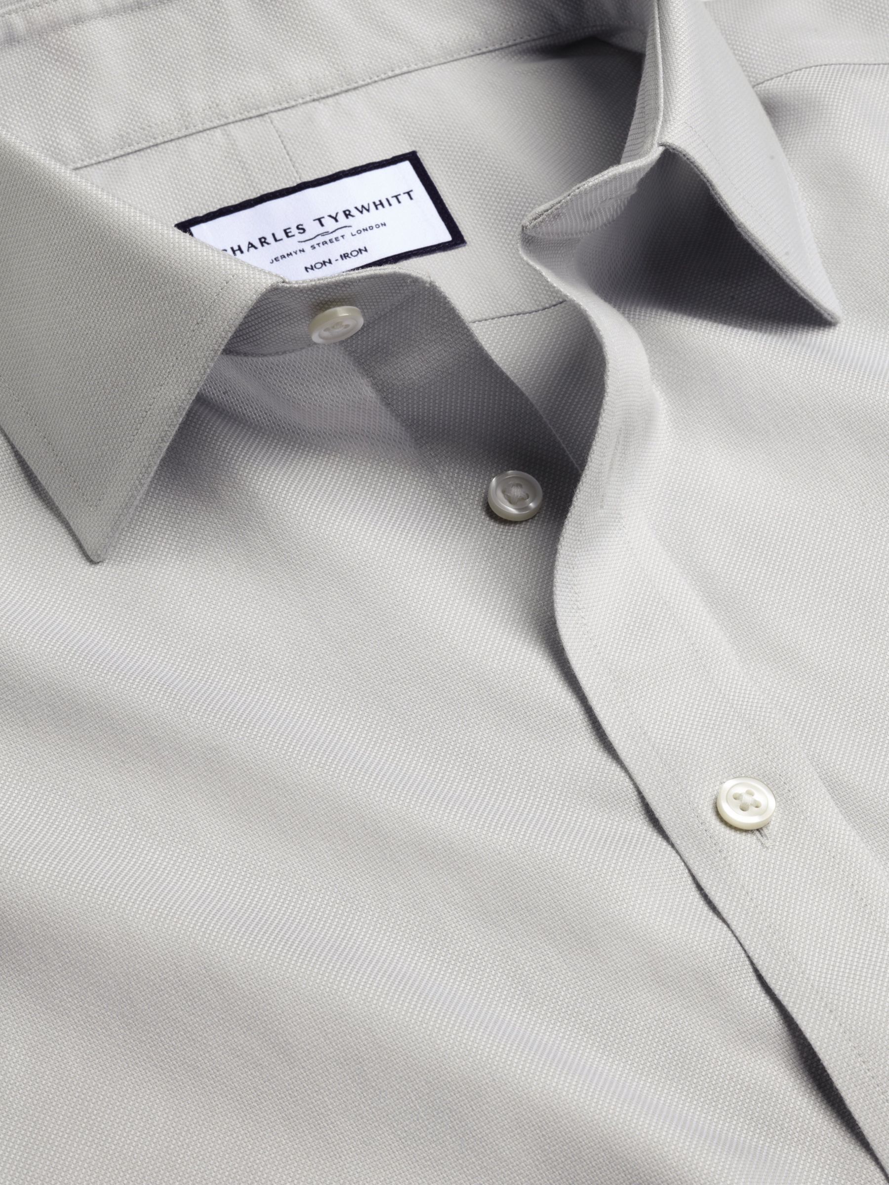 Charles Tyrwhitt Non-Iron Royal Oxford Shirt, Silver Grey, 15