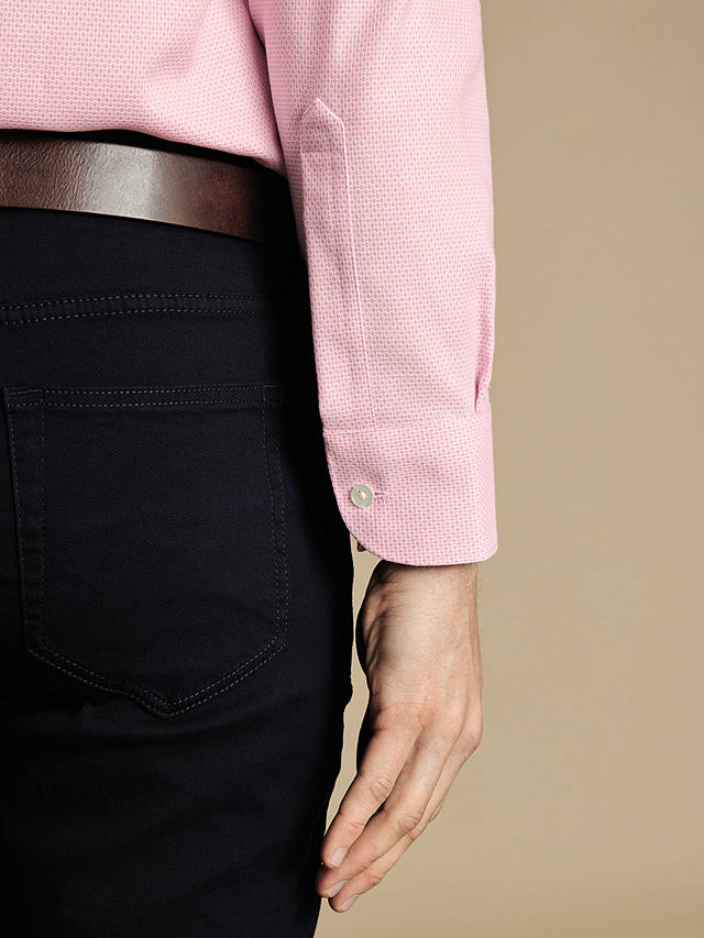 Charles Tyrwhitt Non-Iron Stretch Semi Plain Textured Shirt, Pink