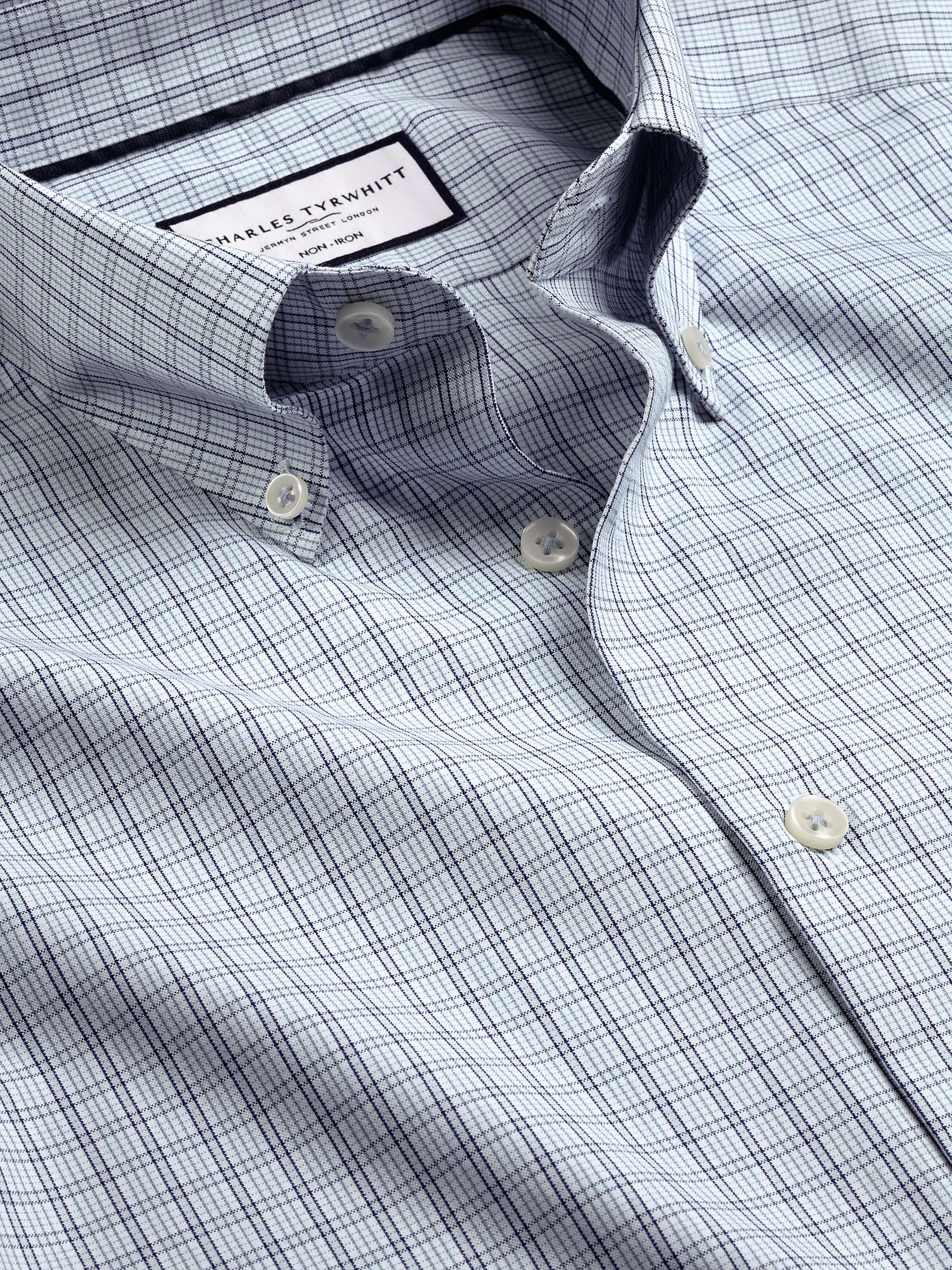 Buy Charles Tyrwhitt Non-Iron Button Down Check Shirt, Blue Online at johnlewis.com