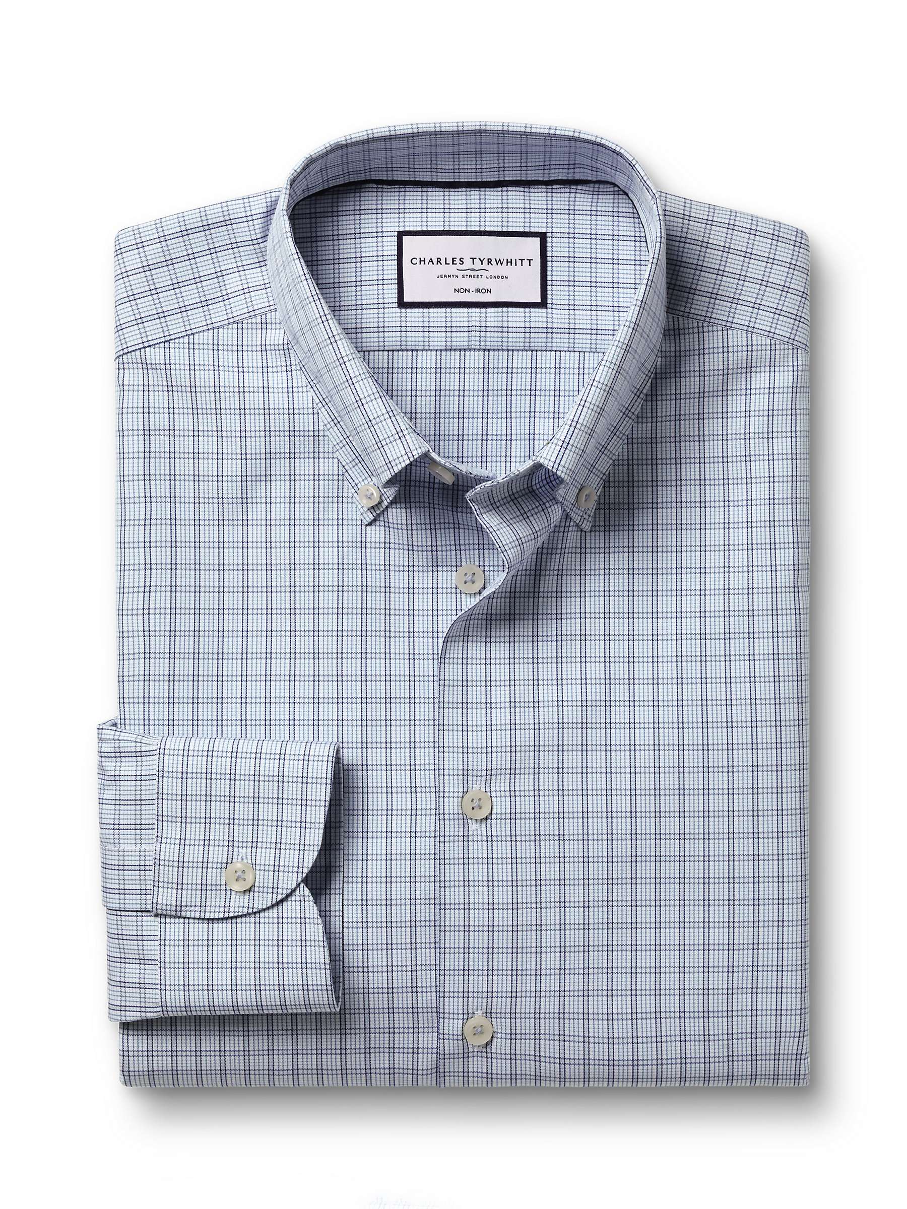 Buy Charles Tyrwhitt Non-Iron Button Down Check Shirt, Blue Online at johnlewis.com