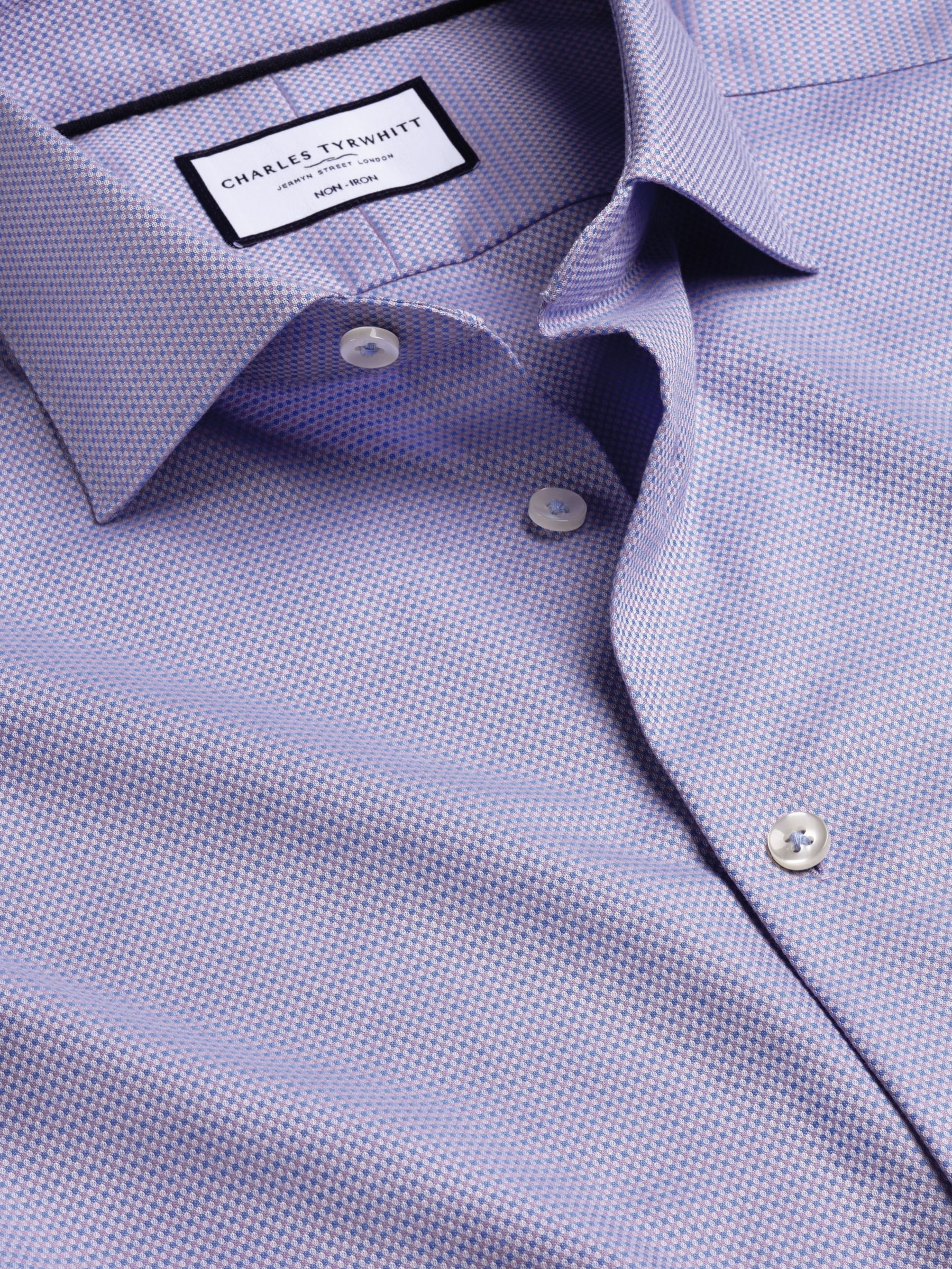 Charles Tyrwhitt Non-Iron Stretch Semi-Plain Shirt, Lilac, 17.5 36