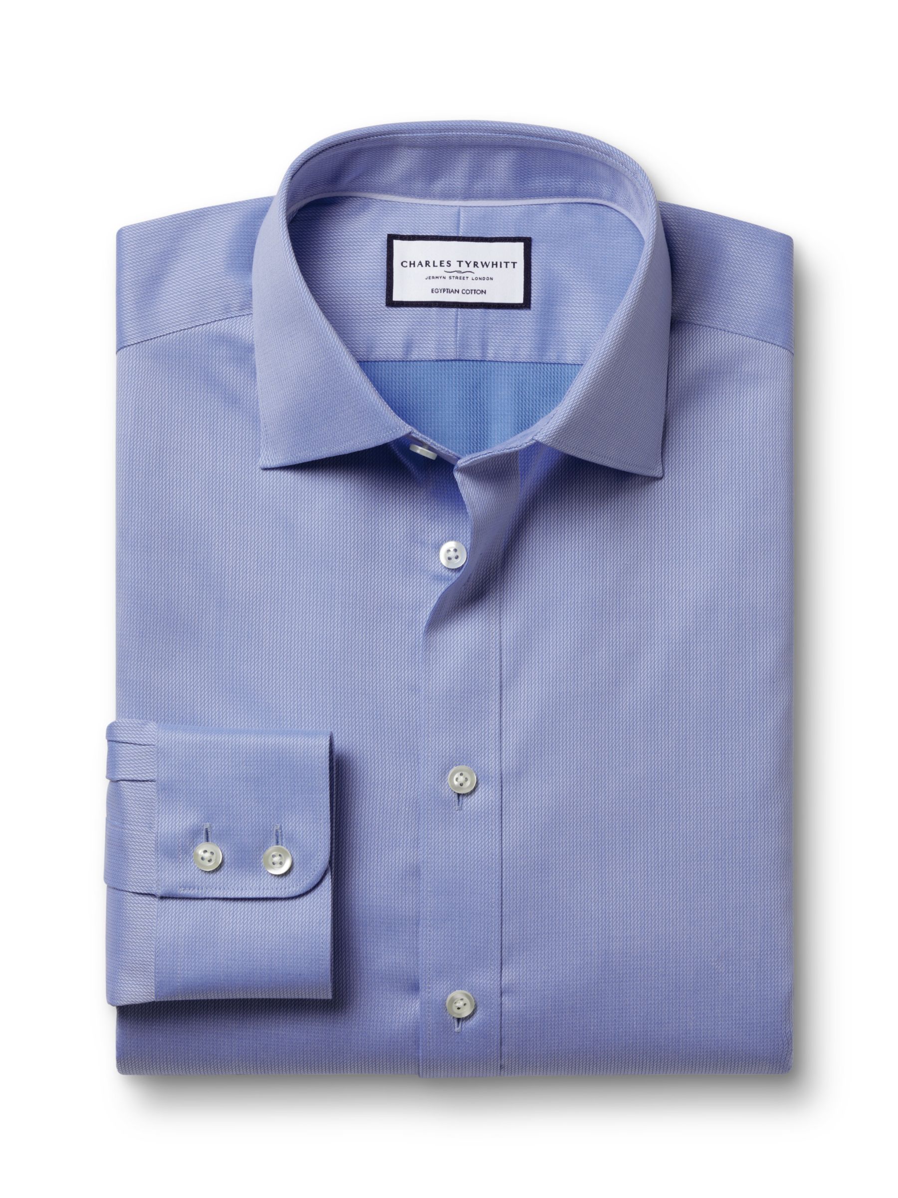 Charles Tyrwhitt Egyptian Cotton Windsor Dobby Weave Shirt, Cornflower Blue, 17.5