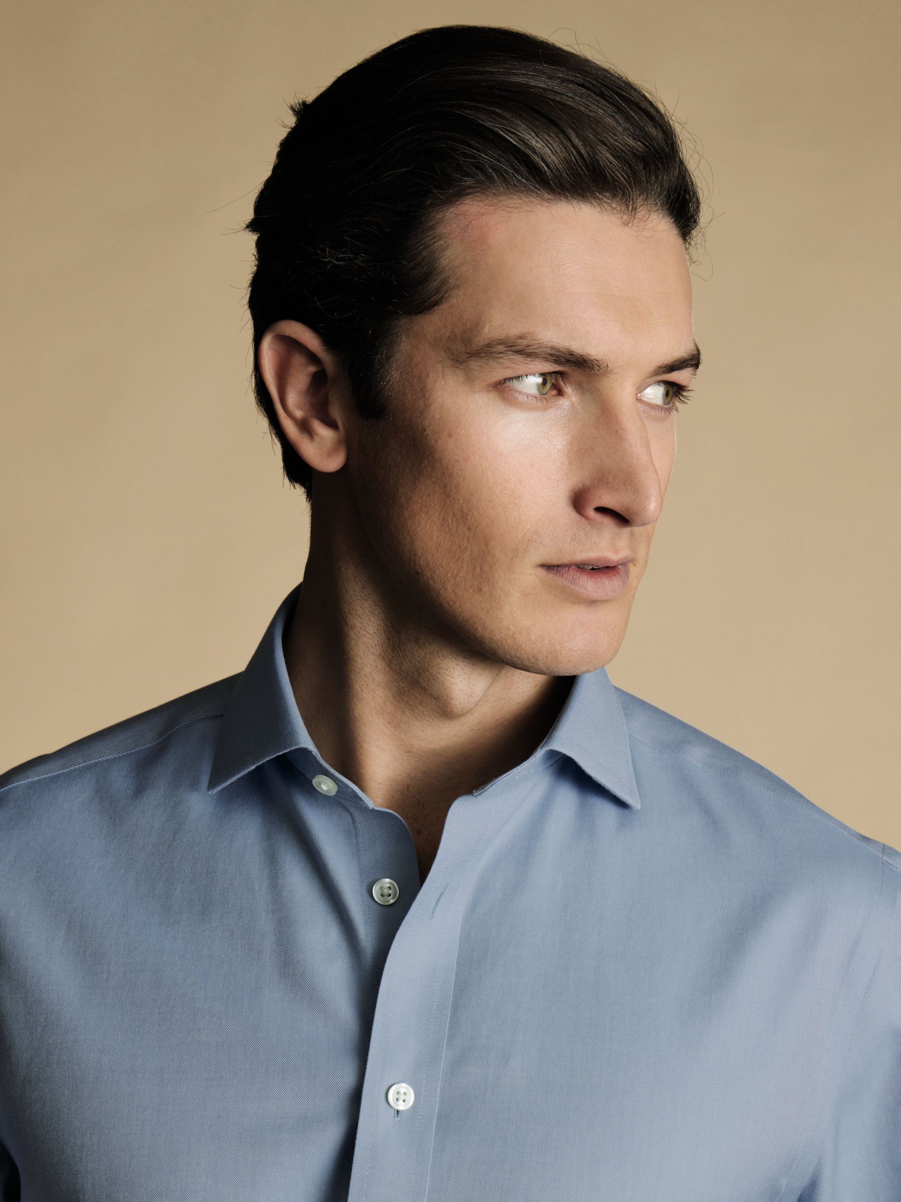 Charles Tyrwhitt Non-Iron Twill Shirt, Mid Blue at John Lewis & Partners